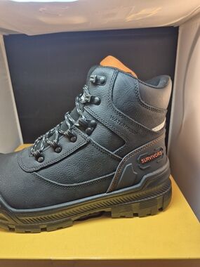 Survivors Men's Black Waterproof Work Boot with Orange Trim